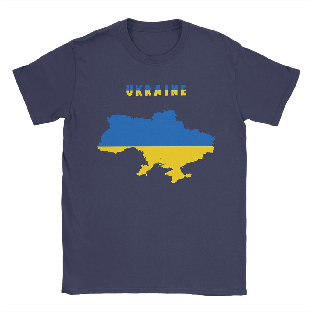 Ukrainian Flag Inside Map Of Ukraine Pure Cotton T Shirt For Men Beach Funny TShirts ONeck Tees Oversize Dropshipping Clothes