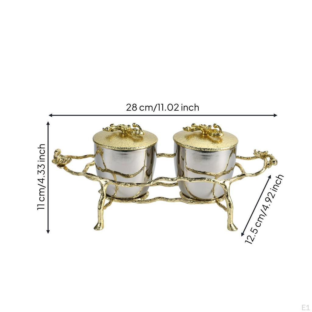 Condiment Jar with Stand Stainless Steel Jars GoldenHuedTone Seasoning Pot Rack for