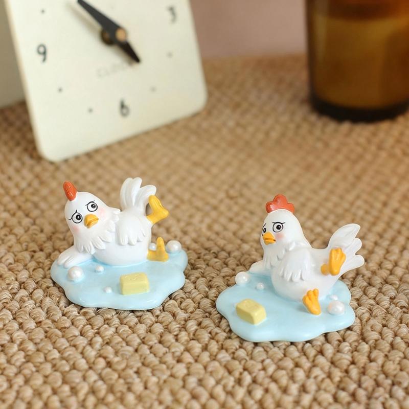 Funny Resin Slipping Chicken Figure Phone Stand Desk Decors Humorous Ornament Gift for Friend Family Birthday Holiday