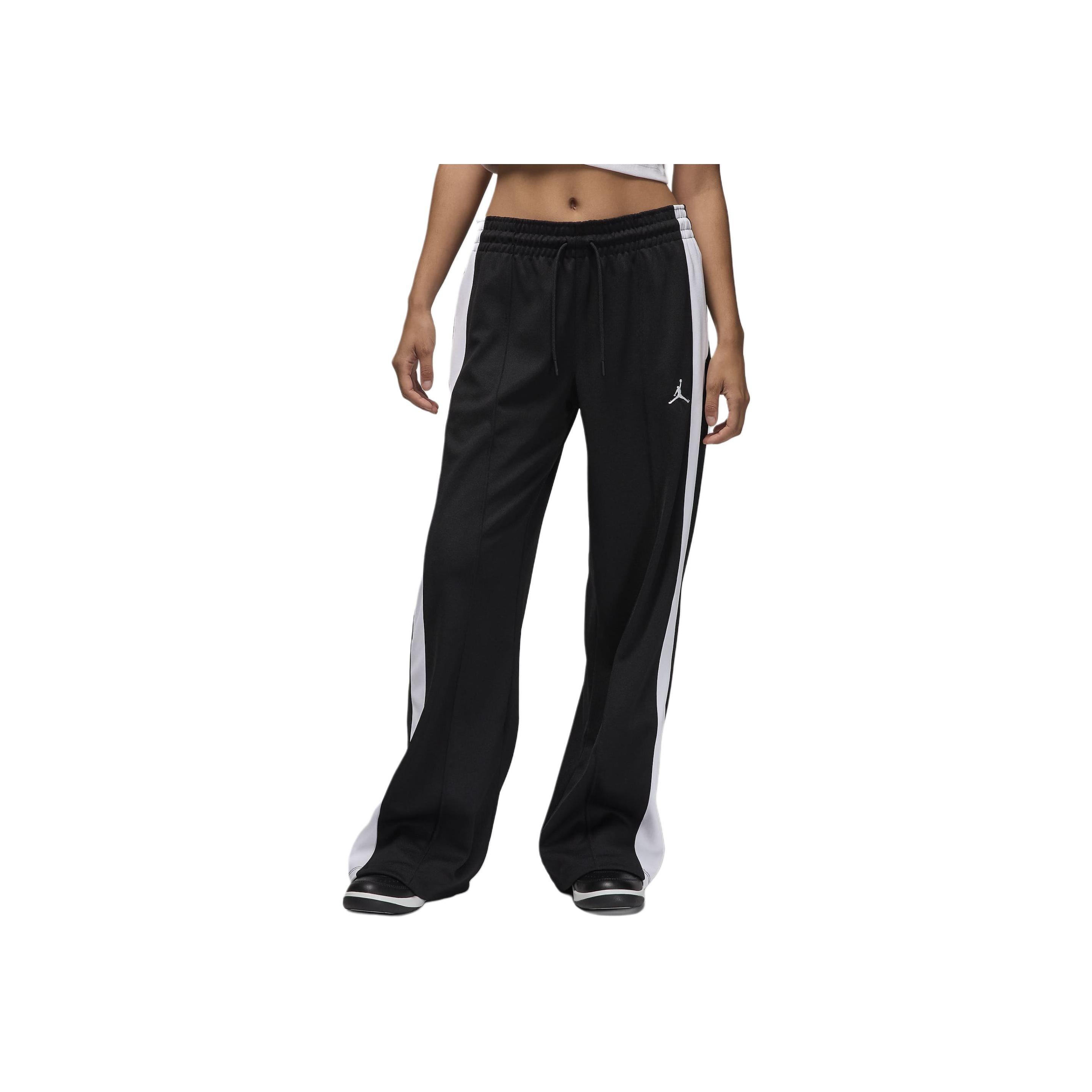 

Jordan Ретро Удобные Повседневные Универсальные На шнуровке Средняя посадка Широкие брюки-кюлоты Трикотажные спортивные штаны Женские брюки Черный Белый FV7101-010 M