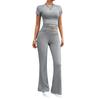 Slim Fit T-shirt Solid Color Pants Set Silm T-shirt Pure Color Pants Suit