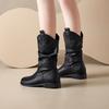 Fashion Women Ankle Boots Flats New Pleated Party Shoes Designer 2025 Winter Goth Elegant Chelsea Snow Boots Fashion Brand Botas Mujer