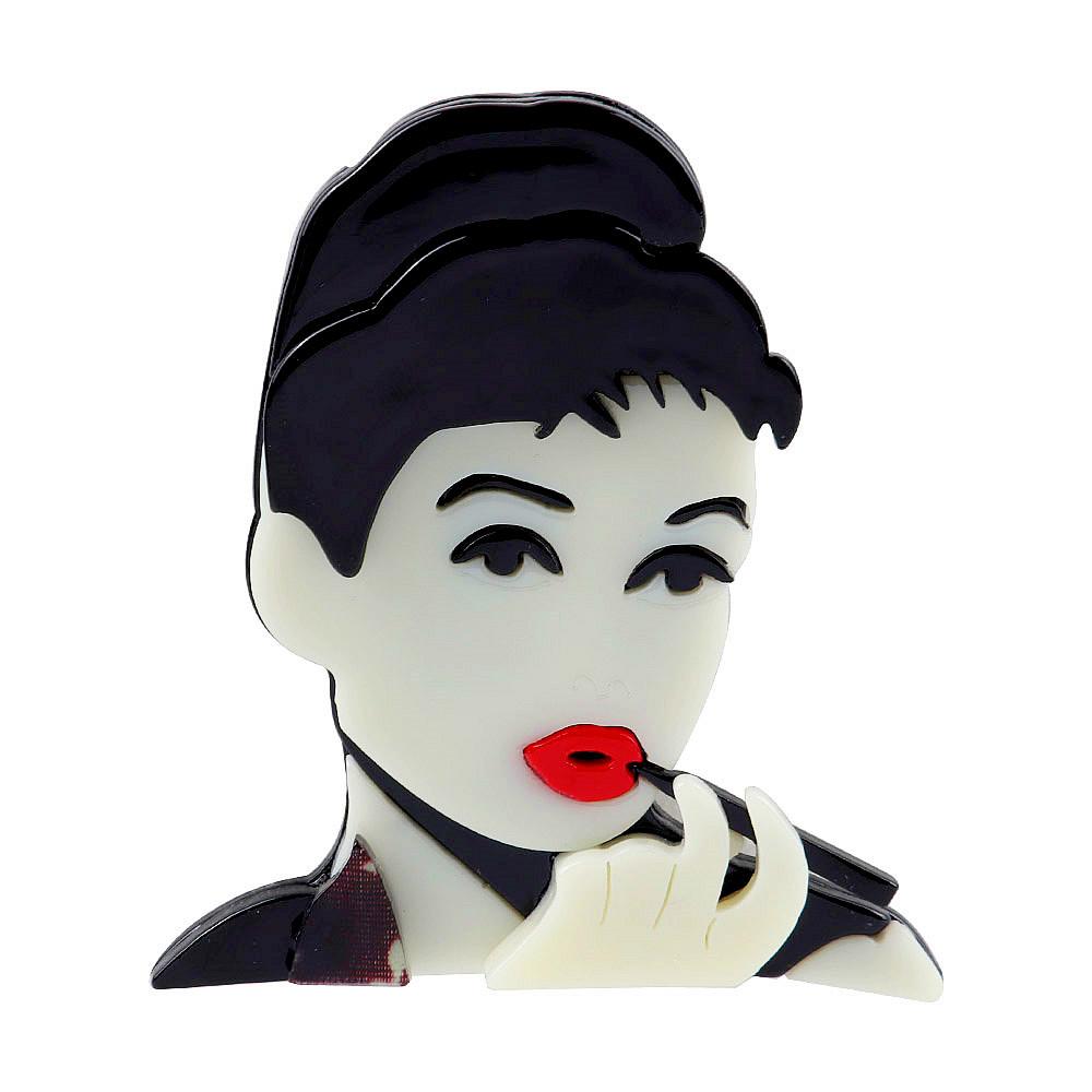 New Creative Unique Beauty applying Lipstick Lady Acrylic Brooches For Women Figure Badge Brooch Lapel Pins Fashion Jewelry Gift