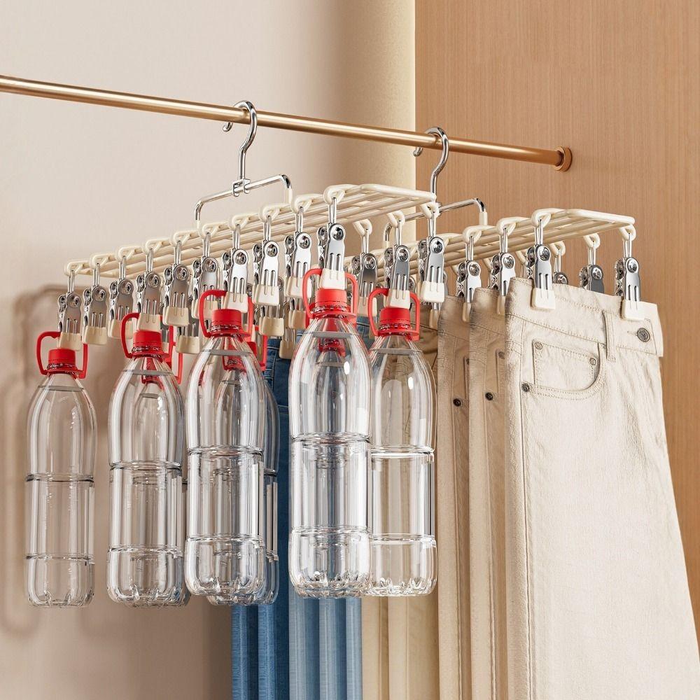 Heavy Duty Multi-Clip Drying Rack Stainless Steel Windproof Clothing Rack Laundry Hanger Outdoor