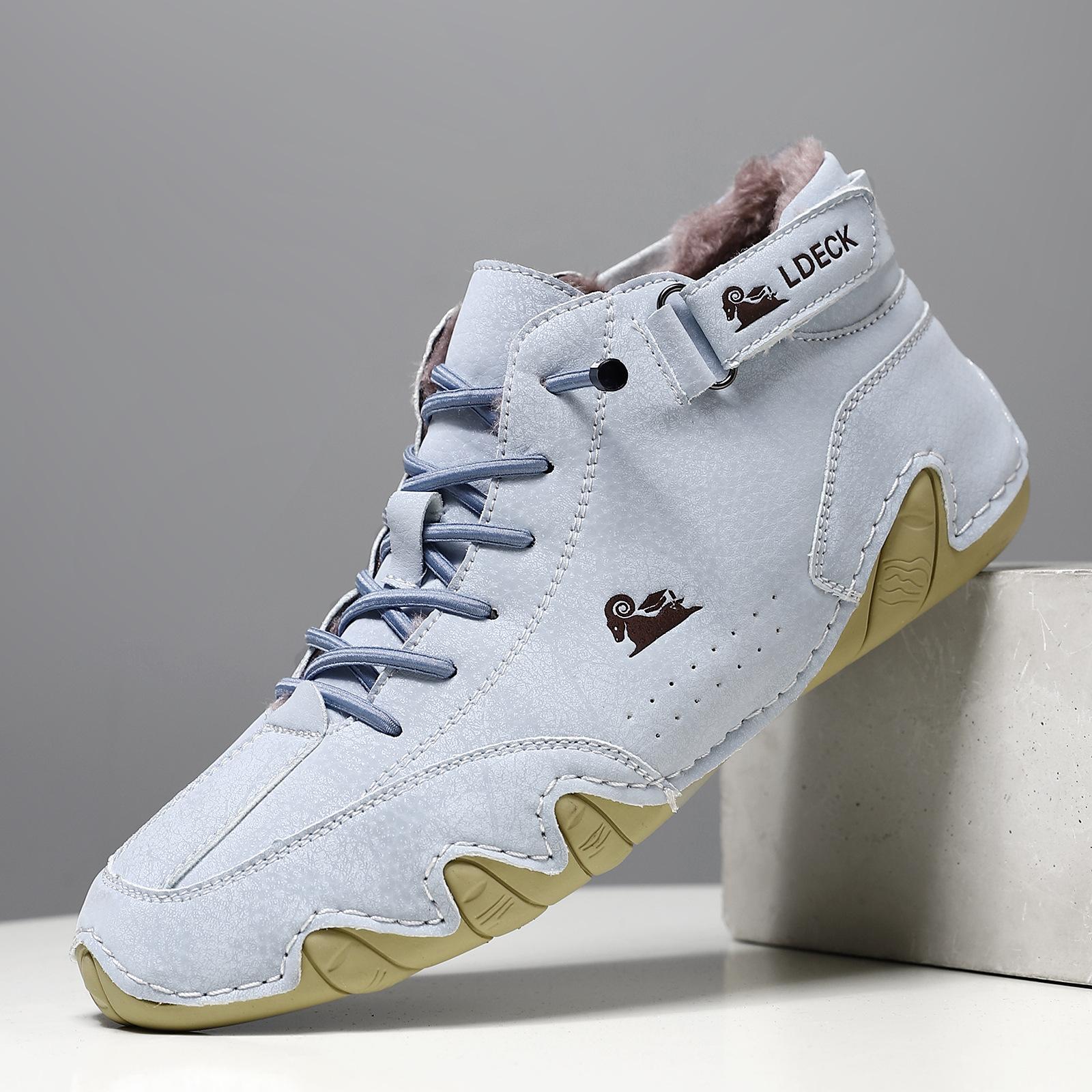 

Зимняя новая обувь для мужчин и женщин, кожаные повседневные спортивные туфли, плюшевые уличные теплые легкие ботинки унисекс, большой размер 34-50 34 небесно-голубой