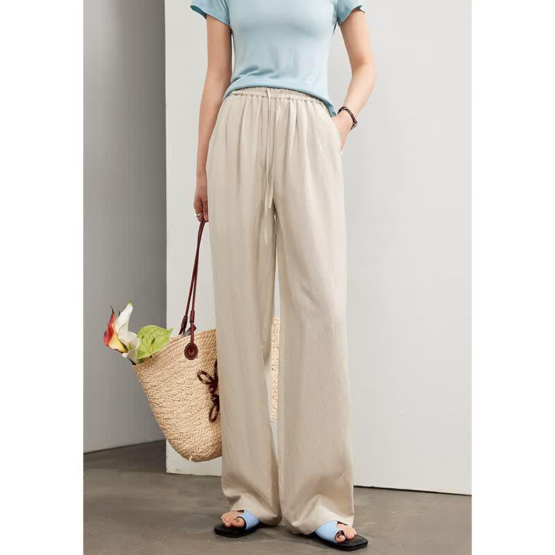 Women s 2024 Summer Linen Blend Wide-Leg Casual Pants S