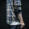 Men's Long-sleeved Casual Plaid Shirt Students Handsome Loose Jacket Teenage Fall Plus Size Tops