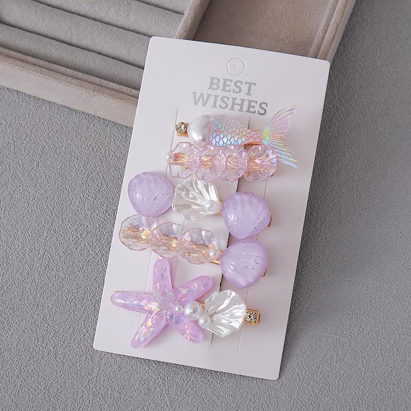 5 Pcs/Set Mermaid Starfish Shell Hairpins Girls Cute Hair Clips Hairgrips for Women Barrettes Hair Styling Tool Hair Accessories