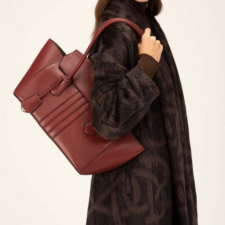 Bally Sandah Large Capacity Fashion Vintage Leather Handle Tote Shoulder Bag Women Bags Red 6239113