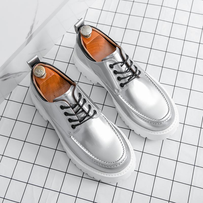 Fashion British Style Mens Leather Oxford Shoes Luxury Formal Business Wedding Dress Shoes Thick Bottom Anti-slip Wearable Casual Shoes