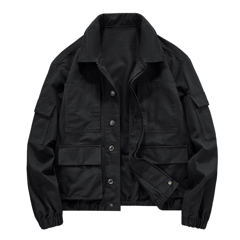 

Men’s Retro Workwear Jacket: Versatile American Casual Coat 4XL чорний