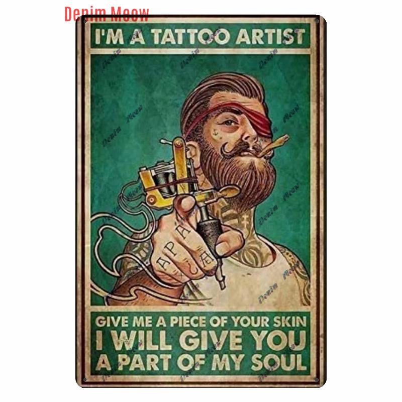 Vintage Hair Stylist Metal Tin Sign, Tattoo Artist Metal Poster, Retro Hairdressing Salon,  Room Wall Poster, Home Decor WY243