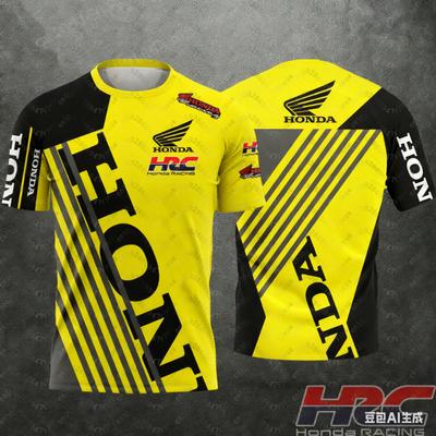 Honda Racing Men Geometric 3D Print Motorcycle Biker Jersey Sportswear Short Sleeve Lightweight Outdoor T-shirt