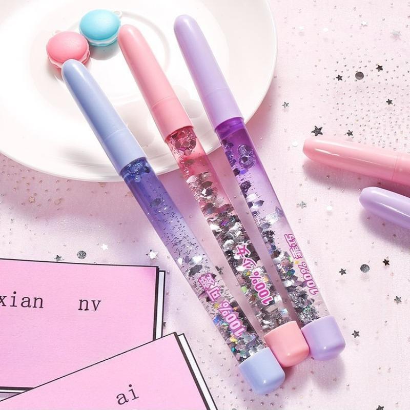 2Pcs Cute 0.5mm Ballpoint Pen luxury Drift Sand Glitter Crystal MultiColor Creative Ball Gift School Office Supplies