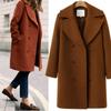 Women Plus Size Winter Woolen Trench Coat Double Breasted Mid Length Autumn Fashion Coat