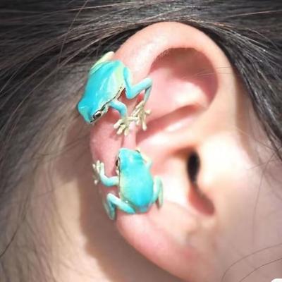 Gothic Funny Green Frog Ear Clip For Women Cute Animal Ear Cuff Clip Without Pierced Ear Bone Earrings Girls Party Jewelry Gift