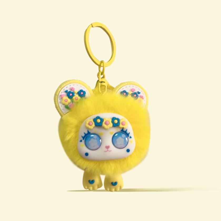 Brelok z futerkiem królika futrzany wisiorek pluszowy wisiorek do torby uroczy komiks z prawdziwymi włosami akcesoria do prezentów dla par wisiorek do tornistra