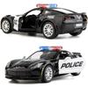 1/36 Scale Corvette Grand Sport C7 Police Car Model Diecast Toy Collection