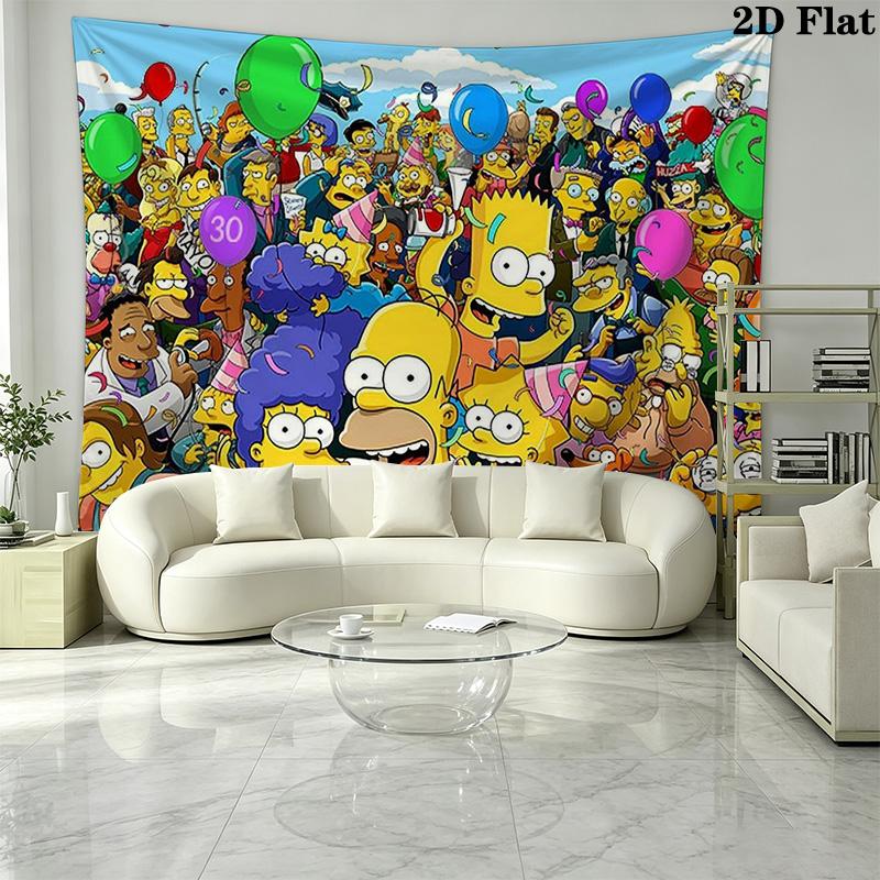 Cartoon The Simpsons Wall Tapestry Aesthetic Wall Hanging Printed Fabric Blanket Decorative Tapestries for Bedroom Living Room Home Decor