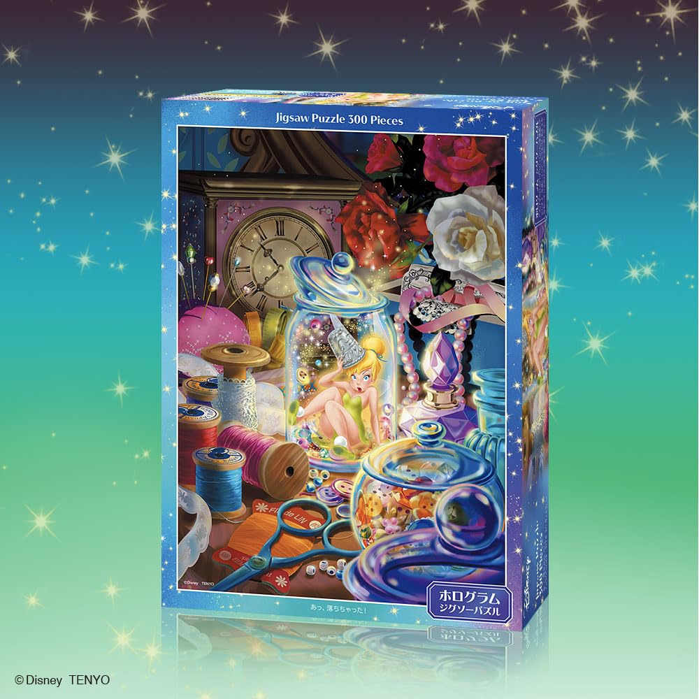 Tenyo (Tenyo) [Made In Japan] 300-Piece Holographic Jigsaw Puzzle Disney "Oh, It Fell" (30.5x43cm) D-300-068, Includes Glue, Spatula, and Service Card