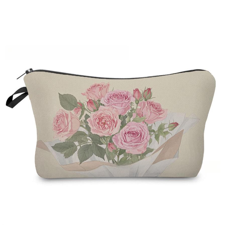 Damen Blume Muster Kosmetiktasche Toilettenartikel Organizer Reise Aufbewahrungskoffer 6971 KTB
