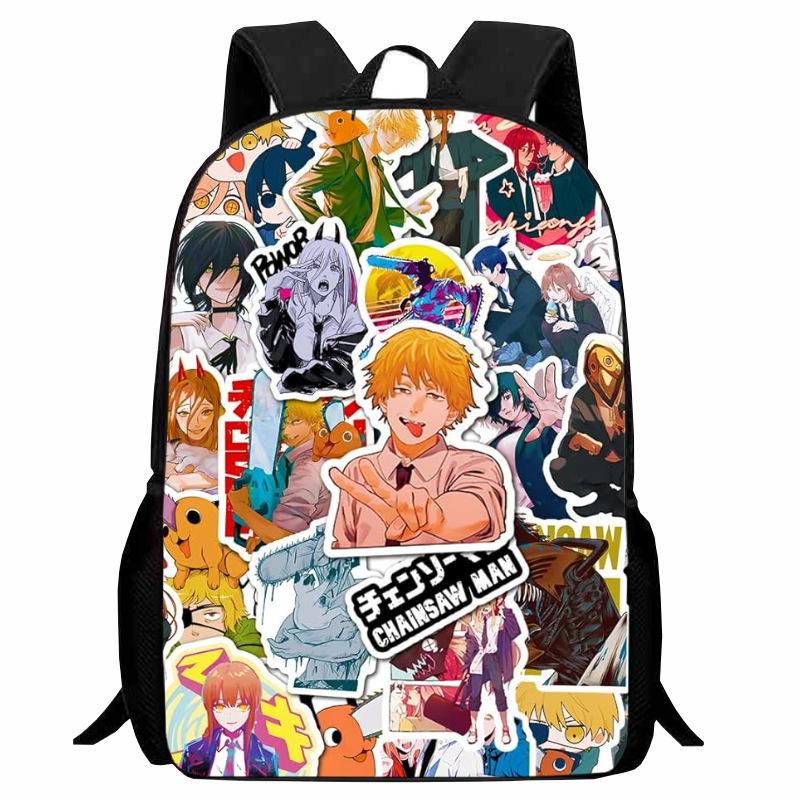 Printed Two-Dimensional Chainsaw Man Schoolbag, Primary School Student Cartoon Chaaw Man Backpack