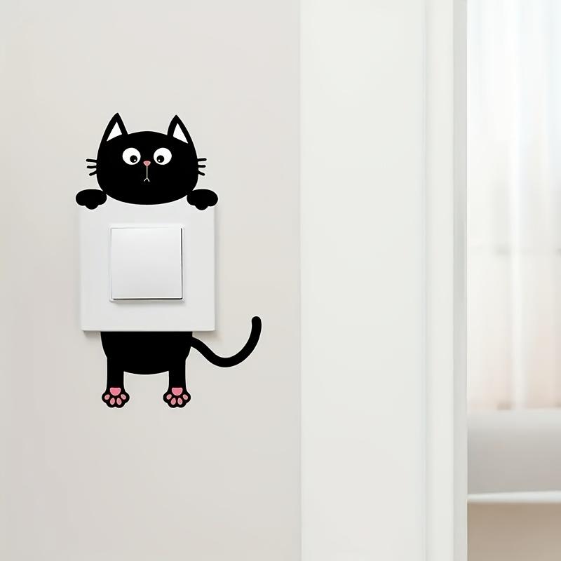 1pc Removable Wallpaper Peel and Stick Decal Cute Cat Wall Sticker Vinyl Self-Adhesive For Bedroom and Living Room Switch Decal Home Decoration