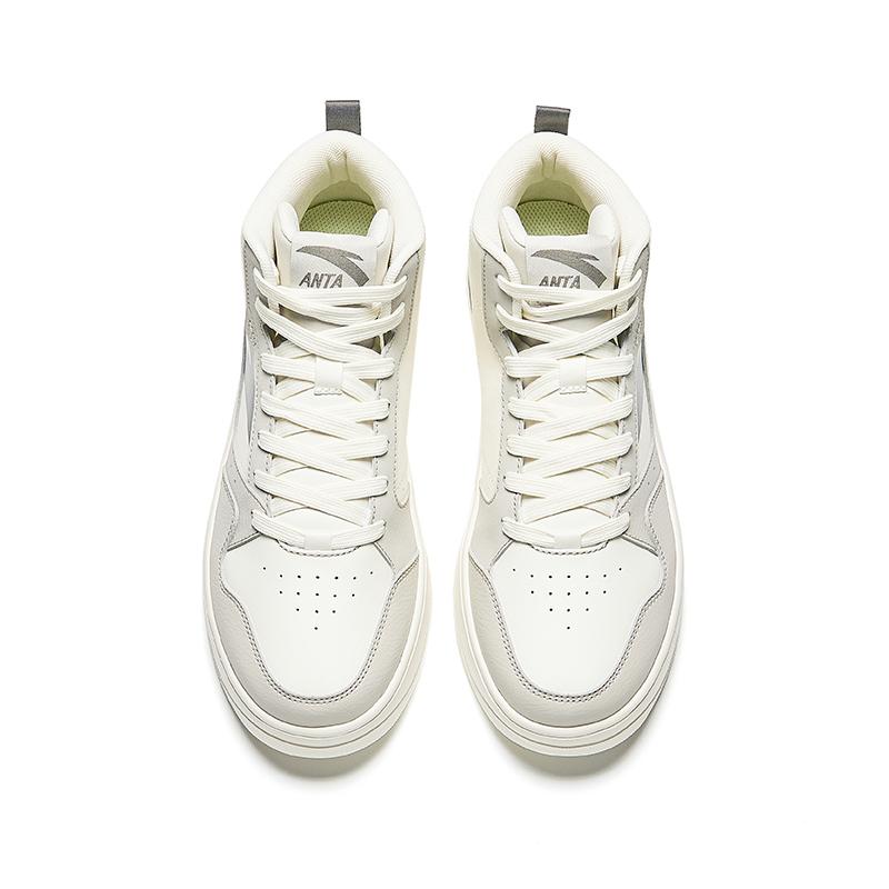 Anta Abrasion Resistant Lightweight Breathable Height Increasing High Top Skateboard Shoes Men's White Gray Sneakers 912448002Q-8