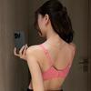 Seamless Girly Bow Lace Gathered Bra with Thin Top and Thick Bottom Side Lift and Anti-sagging Bra