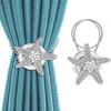 2 Pack Starfish Curtain Ties, Magnetic Curtain Fasteners, Decorative Pearl Crystal Starfish Metal Buckle Clips
