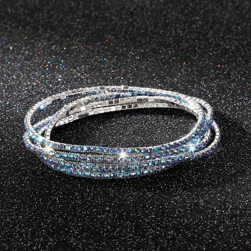 Diamond Elastic Bracelet 2mm Single Row Color Rhinestone Bracelet Women's Bracelet Women's Grab Chain Full Diamond Jewelry