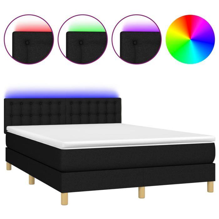 Maison Exclusive - Sommier à lattes de lit avec matelas LED Noir 140x200 cm Tissu