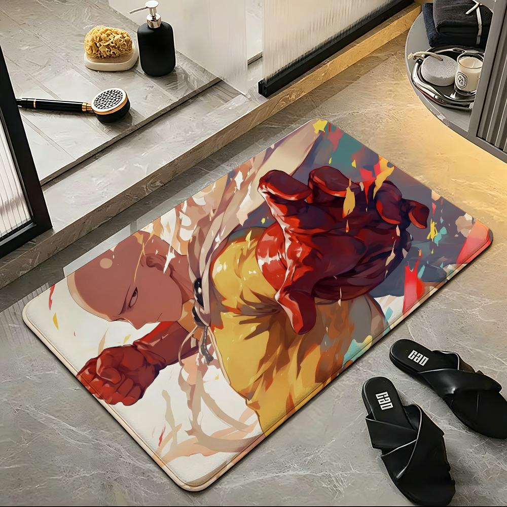 anime O-One-Punch M-Man Floor Mat Soft Flannel Floor Mat Suitable for Entryways, Living Rooms, Bedrooms, and Bathrooms