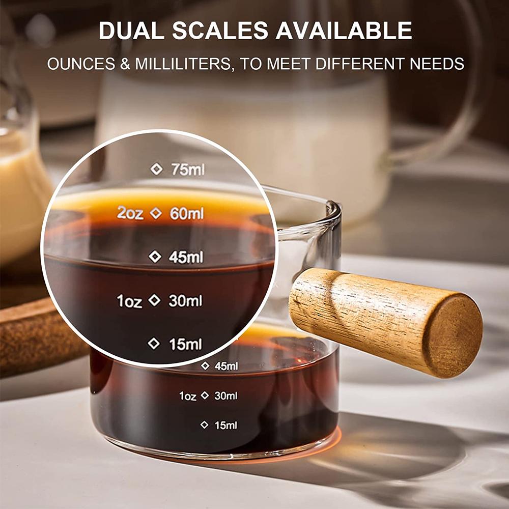 75ml Heat-resisting Glass Espresso Measuring Cup Double/Single Mouth Glass Milk Jug With Handle Glass Scale Measure Mugs