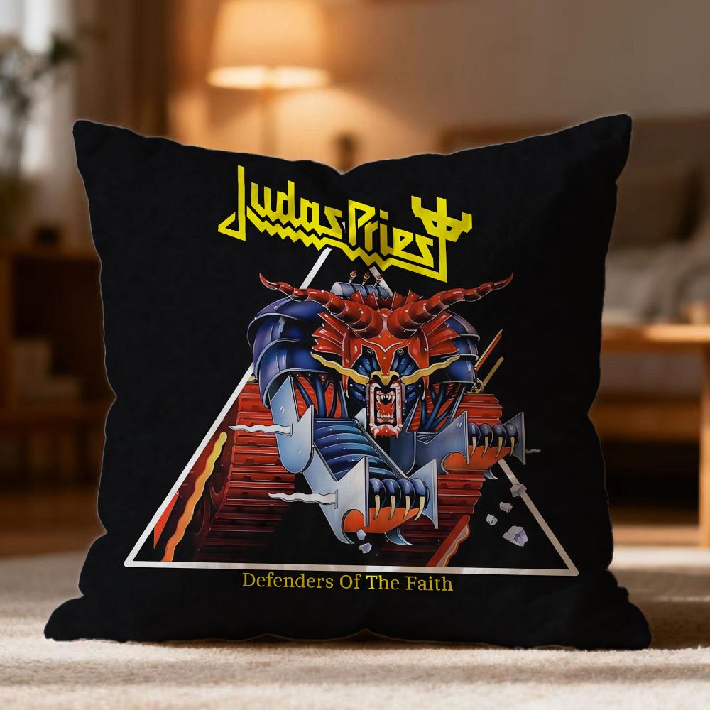 Fashion J-JJudas Priest Cushion Cover Soft Washable Pillow Case Multi-Scene for Couch Bed Travel Office Use