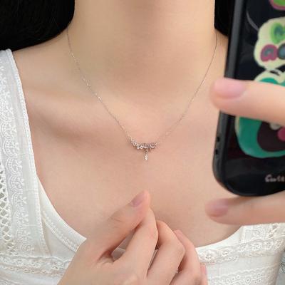 Sweet White Bow Knot Female Cute Light Luxury Small Crowd Collar Chain Necklace