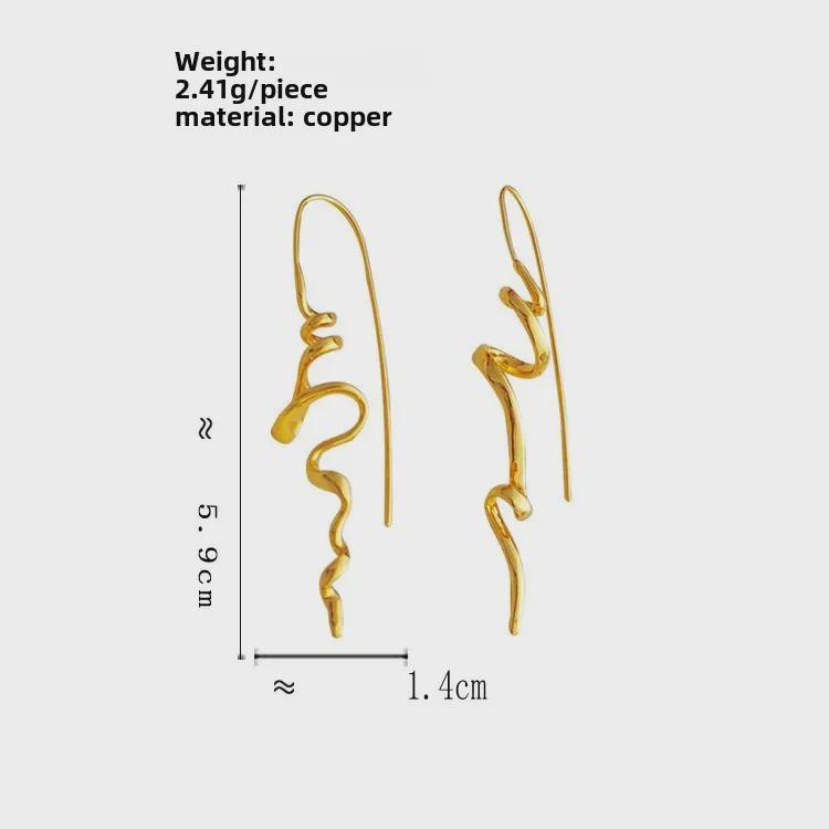 Copper Abstract 3D Design Earrings - Cool Street Style Ear Hook T533