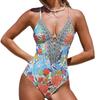 European and American New One-piece Swimsuit Women's Sexy Deep V Suspender Tight Hollow One-piece Swimsuit Women