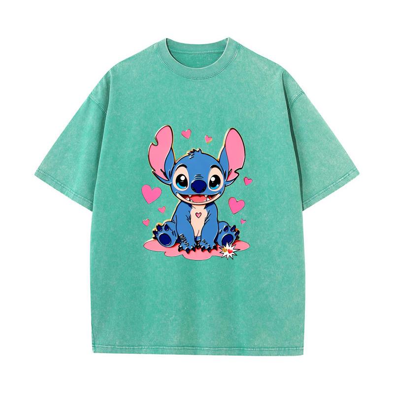 SX-38 MINISO 2026 Summer Vintage Wash Printed Pure Cotton Shoulder Style Men's and Women's Round Neck Short Sleeved Couple T-shirt