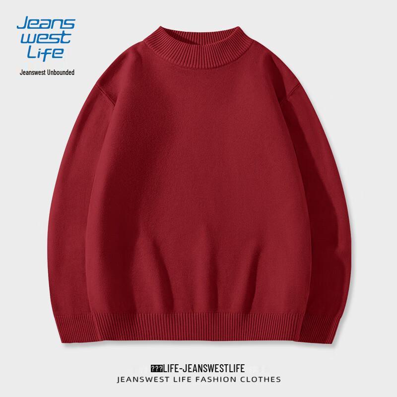 JEANSWEST LIFE Men's Semi-High Neck Knit Sweater