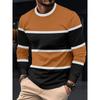 Herbst Rundhals Modisch Vielseitig Freizeit Streifen 3D Langarm T-Shirt Herren Mode Komfort Locker Sport Großes T-Shirt