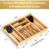 Umilife Bamboo Kitchen Utensils Organizer, Extra Long High Silverware Drawer Holder, Flatware Cutlery Storage Box, Multi-Use Drawer Divider in