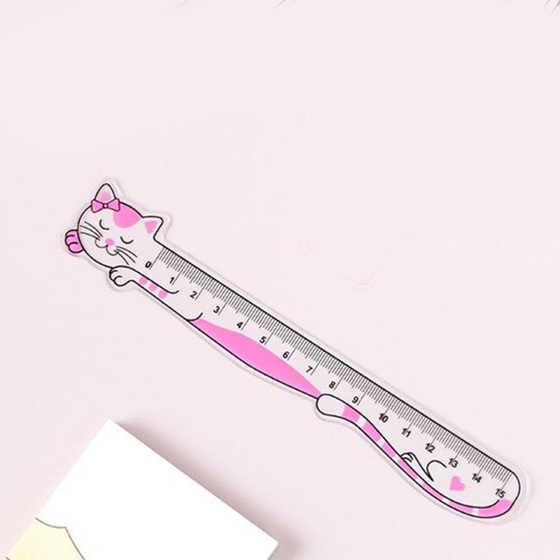 Cat Ruler Kawaii Accessories School Supplies Drawing Tool Papeleria Transparent 15cm Regla Cute Japan Stationery Straightedge