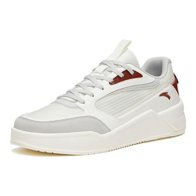 Anta Gel Elastic Non-Slip Wear-Resistant Lightweight Low-Top Skate Shoes Men Skate Shoes White Gray Red 912328033-3