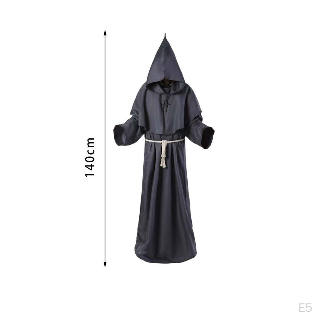 Friar Medieval Robe Costume Cloak Wizard Clothing Monk Hooded Cape for Fancy