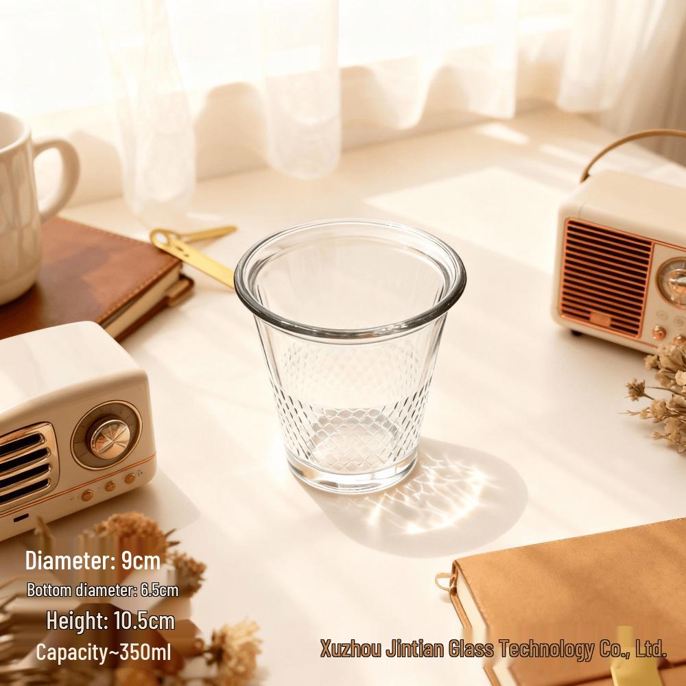 Large Flip-Top Glass Cup for Coffee, Milk & Juice - Modern Minimalist Design