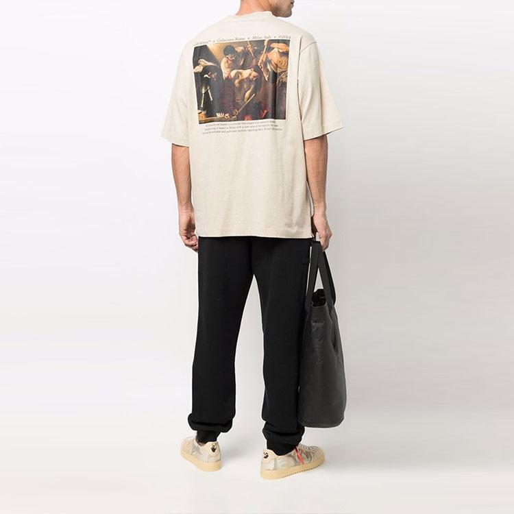 Off-White Caravaggio Crowning Skate Tee Dark Sand Men Tops Tan OMAA119S22JER0041710