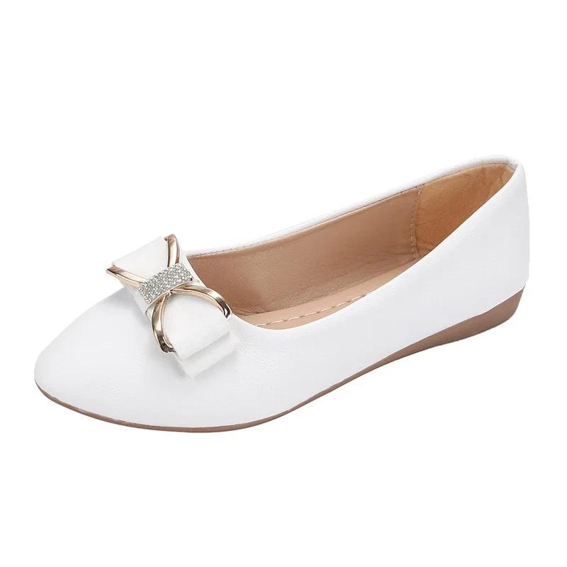 Fashion 2025 Autumn New Versatile Round Toe Shallow Mouth Shoes Small Fragrant Bow Knot Flat Heel Single Shoes for Women