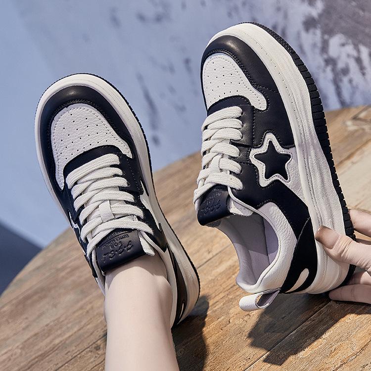 Star Leather Little White Shoes Spring and Summer Versatile Color Matching Casual Board Shoes Platform Dissolving Sports Shoes Women