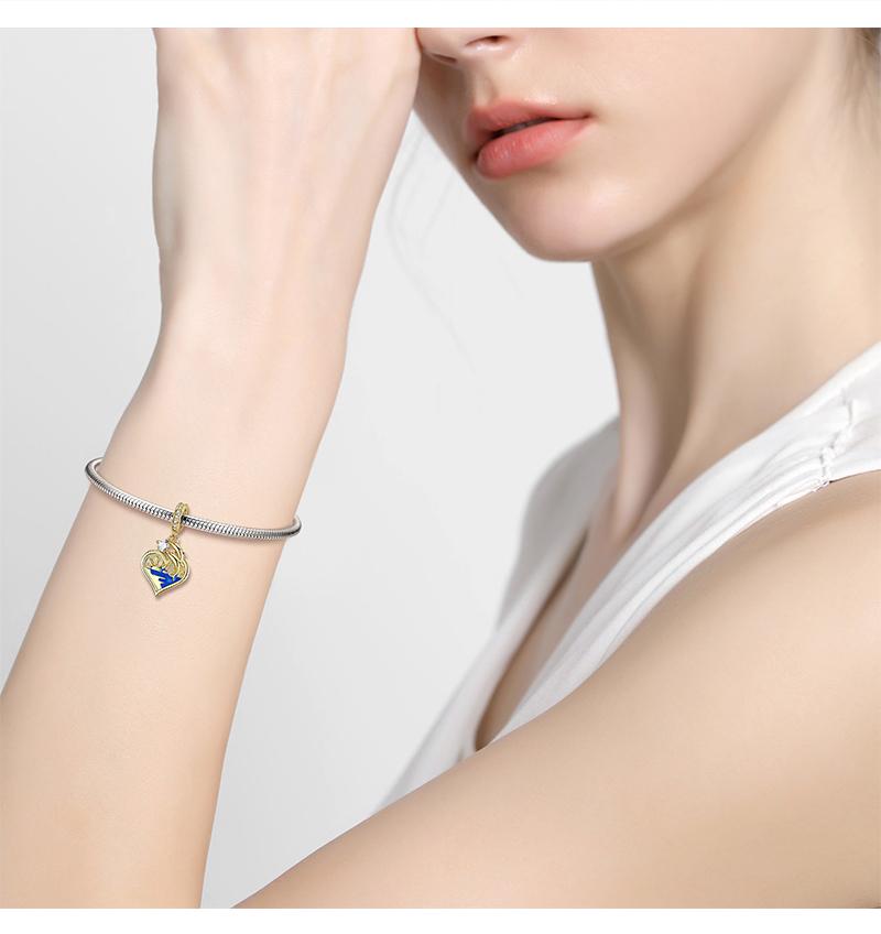 Skaczący delfin Heart Shell Charm koraliki autentyczne 925 srebro koraliki z cyrkoniami biżuteria damska drobne akcesoria